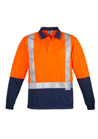 Mens Hi Vis Spliced Long Sleeve Polo - Shoulder Taped