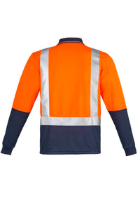 Mens Hi Vis Spliced Long Sleeve Polo - Shoulder Taped