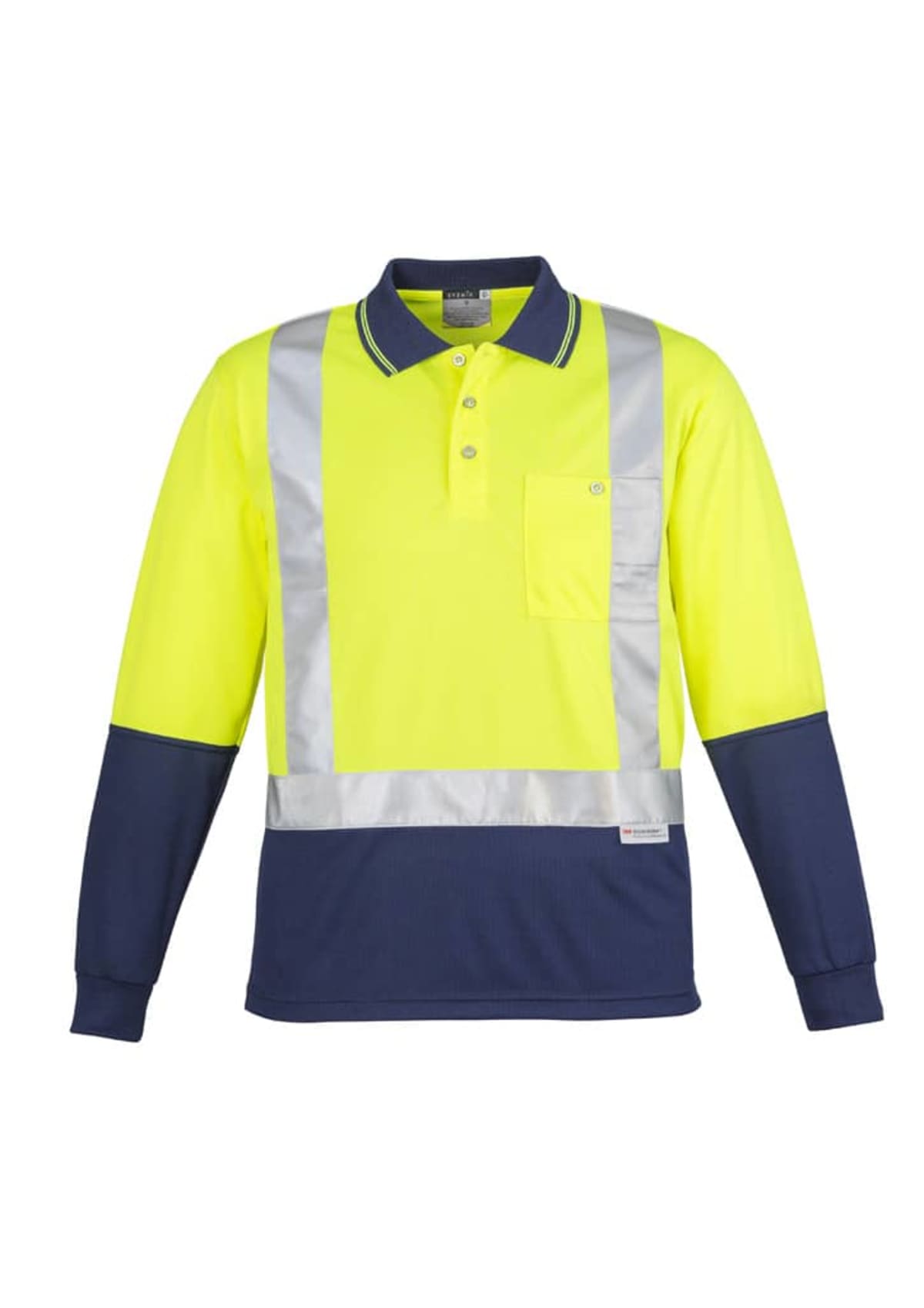 Mens Hi Vis Spliced Long Sleeve Polo - Shoulder Taped