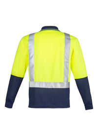 Mens Hi Vis Spliced Long Sleeve Polo - Shoulder Taped