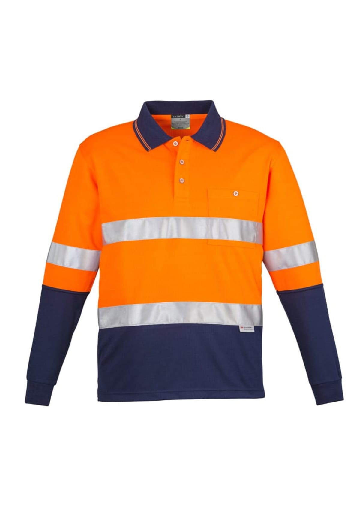 Mens Hi Vis Spliced Long Sleeve Polo - Hoop Taped