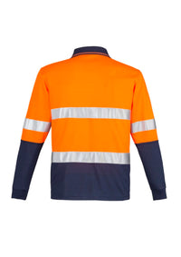 Mens Hi Vis Spliced Long Sleeve Polo - Hoop Taped