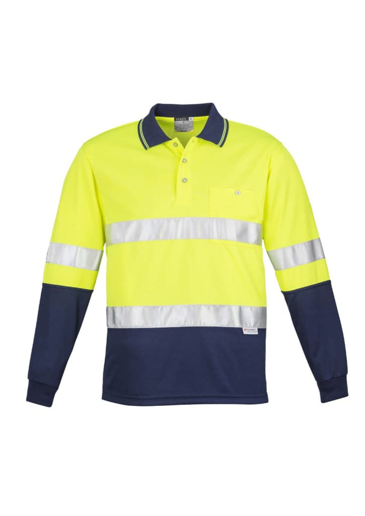 Mens Hi Vis Spliced Long Sleeve Polo - Hoop Taped
