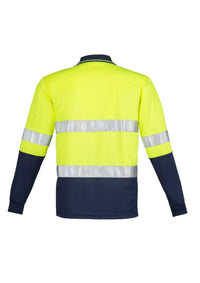 Mens Hi Vis Spliced Long Sleeve Polo - Hoop Taped