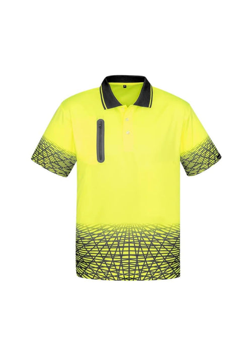 Mens Hi Vis Tracks Short Sleeve Polo