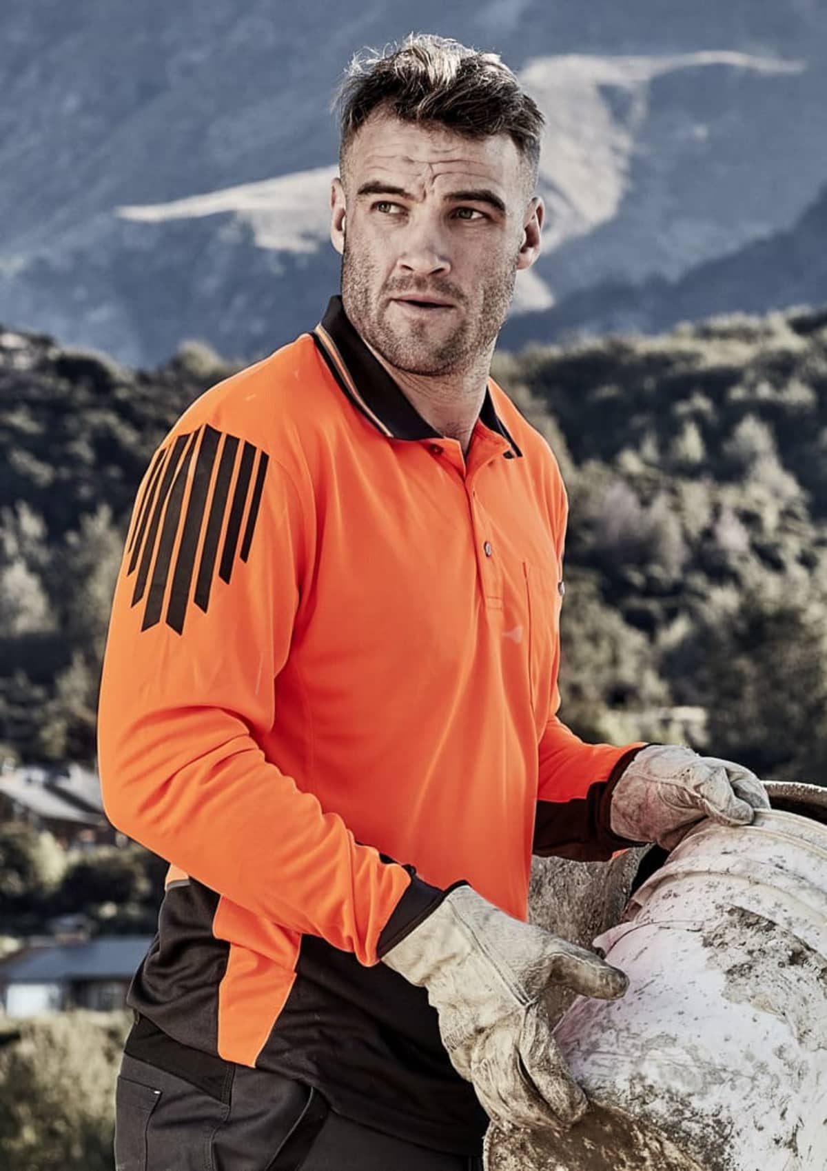 Mens Hi Vis Flux Long Sleeve Polo