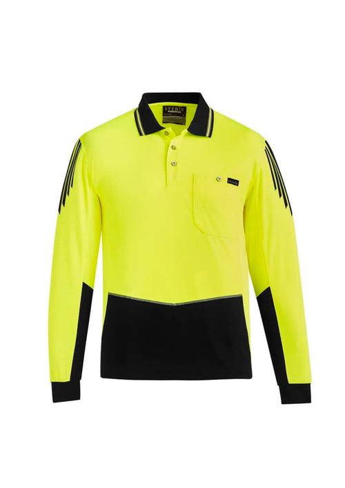 Mens Hi Vis Flux Long Sleeve Polo
