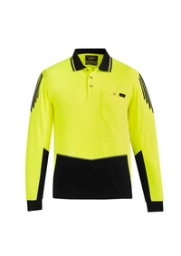 Mens Hi Vis Flux Long Sleeve Polo