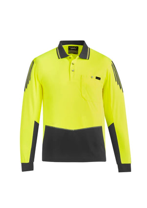 Mens Hi Vis Flux Long Sleeve Polo