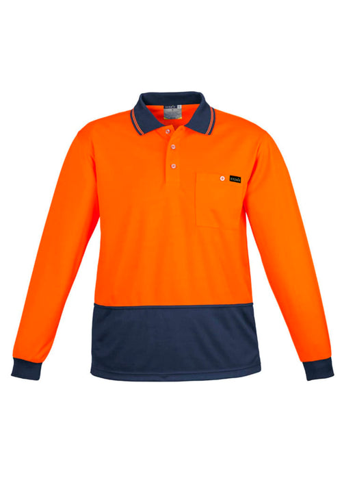 Mens Hi Vis Comfort Back Long Sleeve Polo