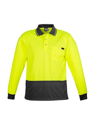 Mens Hi Vis Comfort Back Long Sleeve Polo