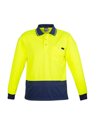 Mens Hi Vis Comfort Back Long Sleeve Polo