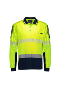 Mens Hi Vis Flux Segmented Tape Long Sleeve Polo
