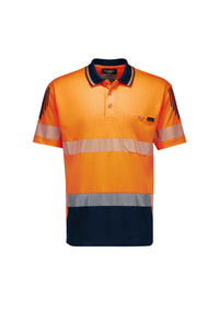Mens Hi Vis Flux Segmented Tape Short Sleeve Polo