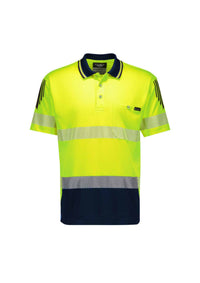 Mens Hi Vis Flux Segmented Tape Short Sleeve Polo