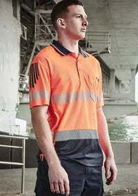 Mens Hi Vis Flux Segmented Tape Short Sleeve Polo