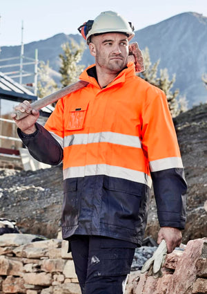 Mens Hi Vis Basic 4 In 1 Waterproof Jacket