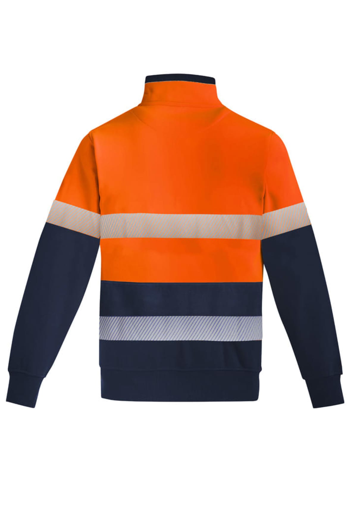 Mens Orange Flame Hi Vis 1/4 Zip Brushed Fleece Pullover - Hoop Taped