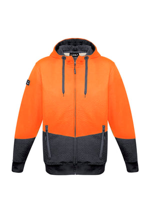 Unisex Hi Vis Textured Jacquard Full Zip Hoodie