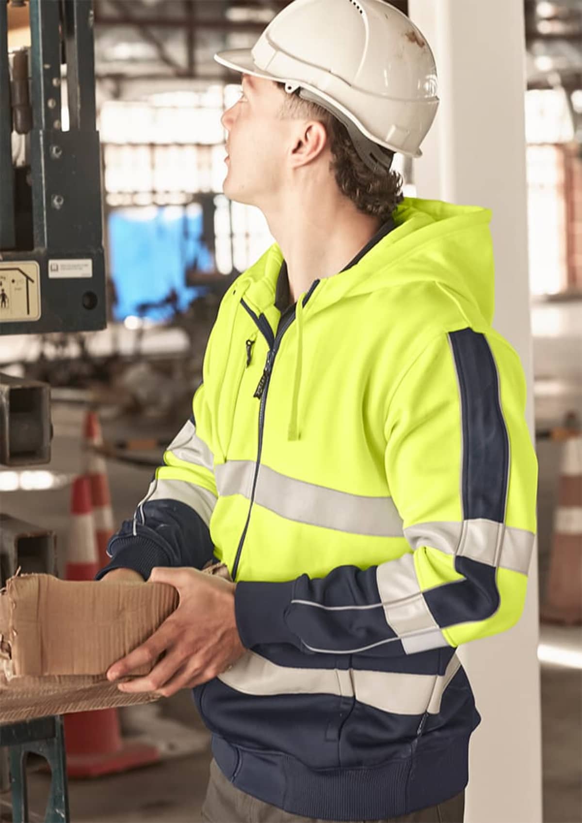 Unisex Hi Vis Full Zip Stretch Taped Hoodie