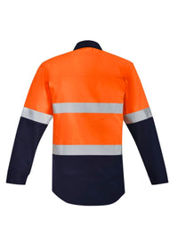 Mens Orange Flame Hi Vis Open Front Spliced Shirt - Hoop Taped