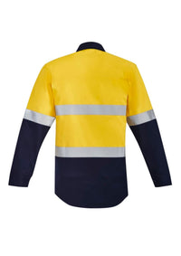 Mens Orange Flame Hi Vis Open Front Spliced Shirt - Hoop Taped