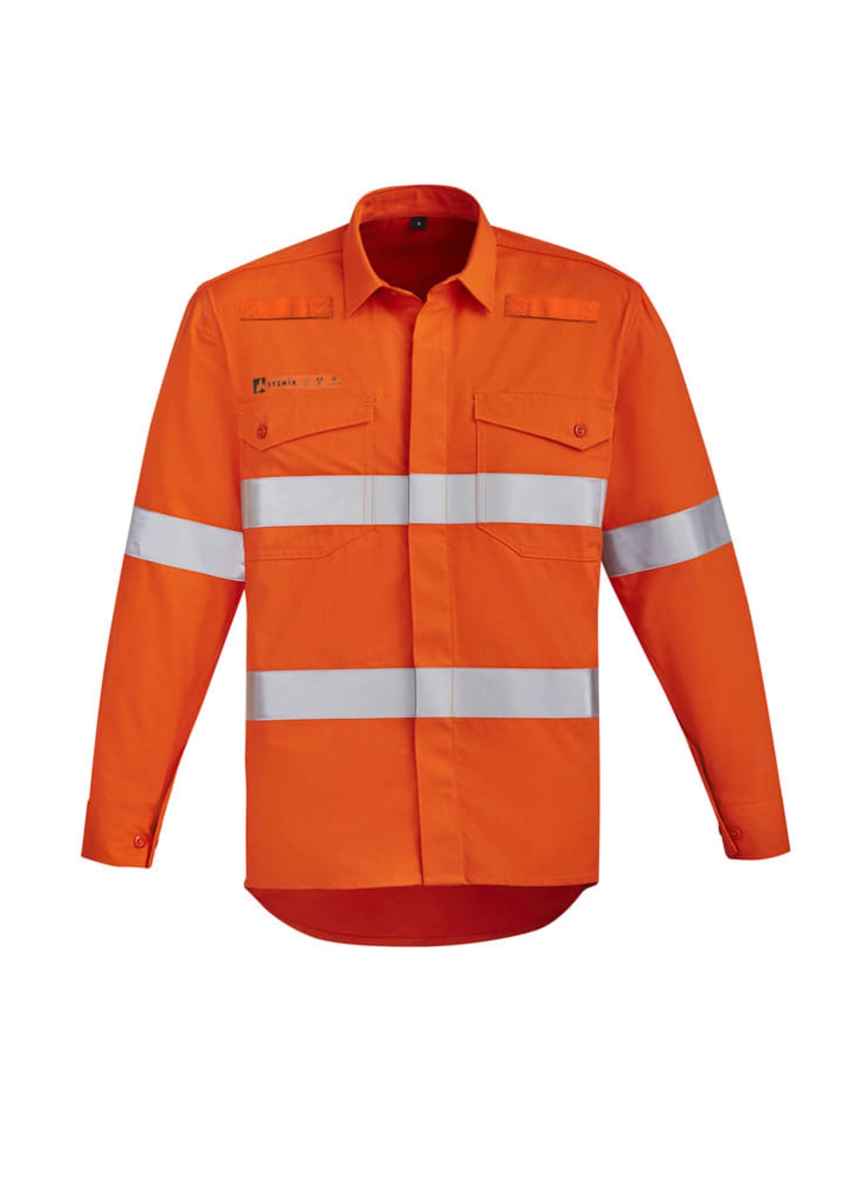 Mens Orange Flame Hi Vis Open Front Shirt - Hoop Taped