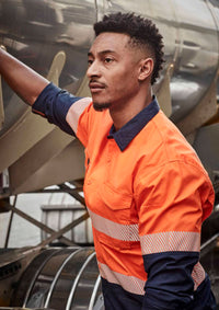 Mens Rugged Cooling Hi Vis Segmented Tape Long Sleeve Shirt