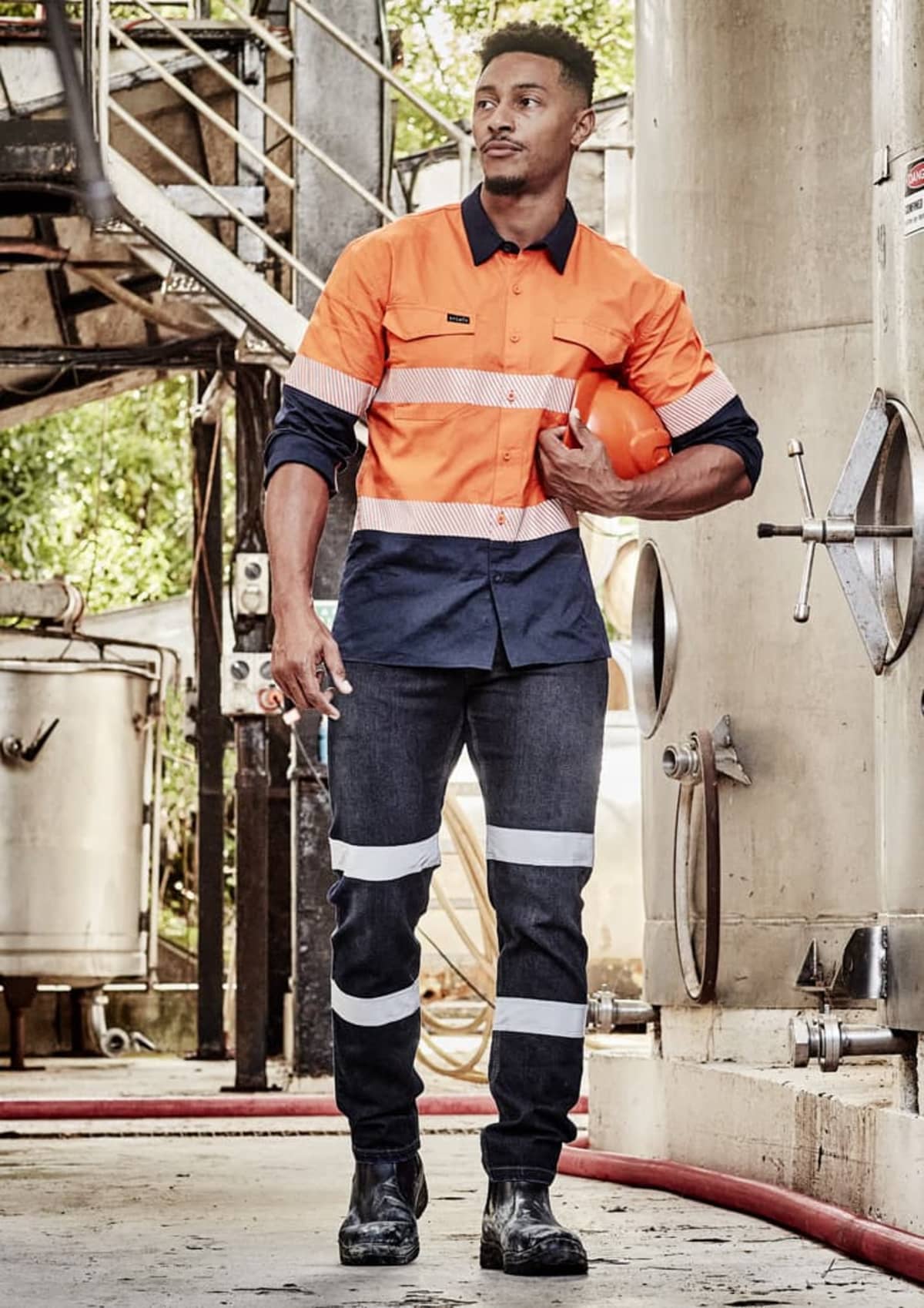 Mens Rugged Cooling Hi Vis Segmented Tape Long Sleeve Shirt