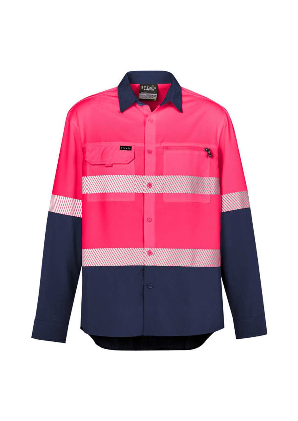 Mens Hi Vis Outdoor Segmented Tape Long Sleeve Shirt