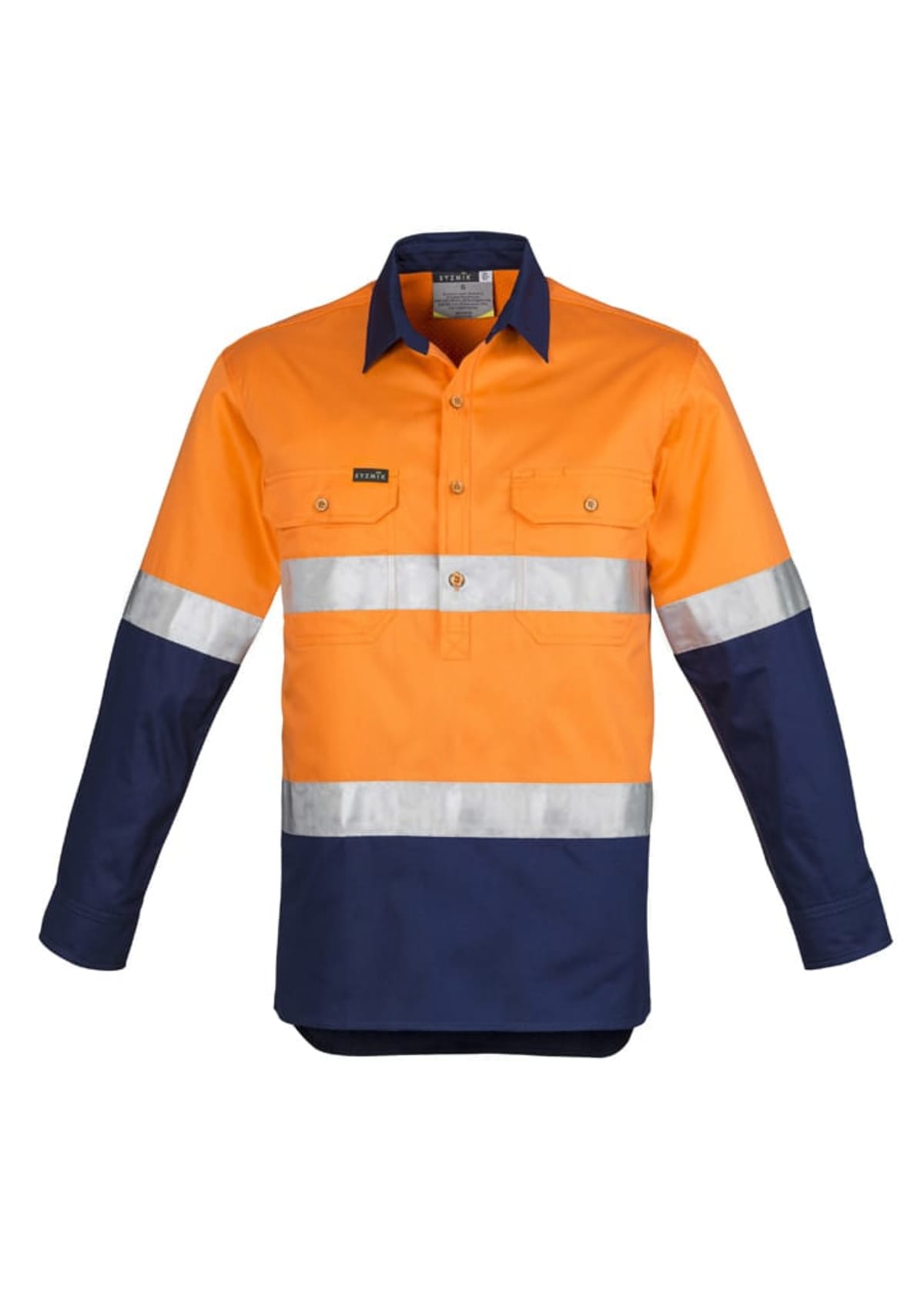 Mens Closed Front Long Sleeve Shirt - Hoop Taped
