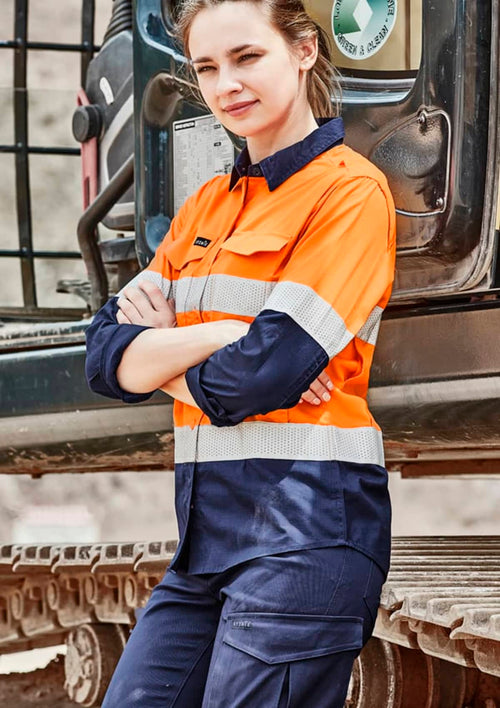 Womens Rugged Cooling Hi Vis Taped Long Sleeve Shirt