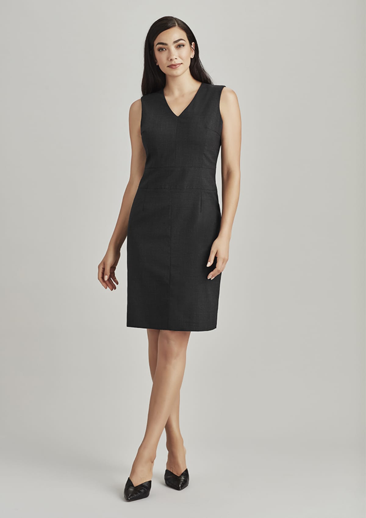 Womens Comfort Wool Stretch Sleeveless V-Neck Dress