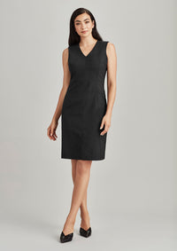 Womens Comfort Wool Stretch Sleeveless V-Neck Dress