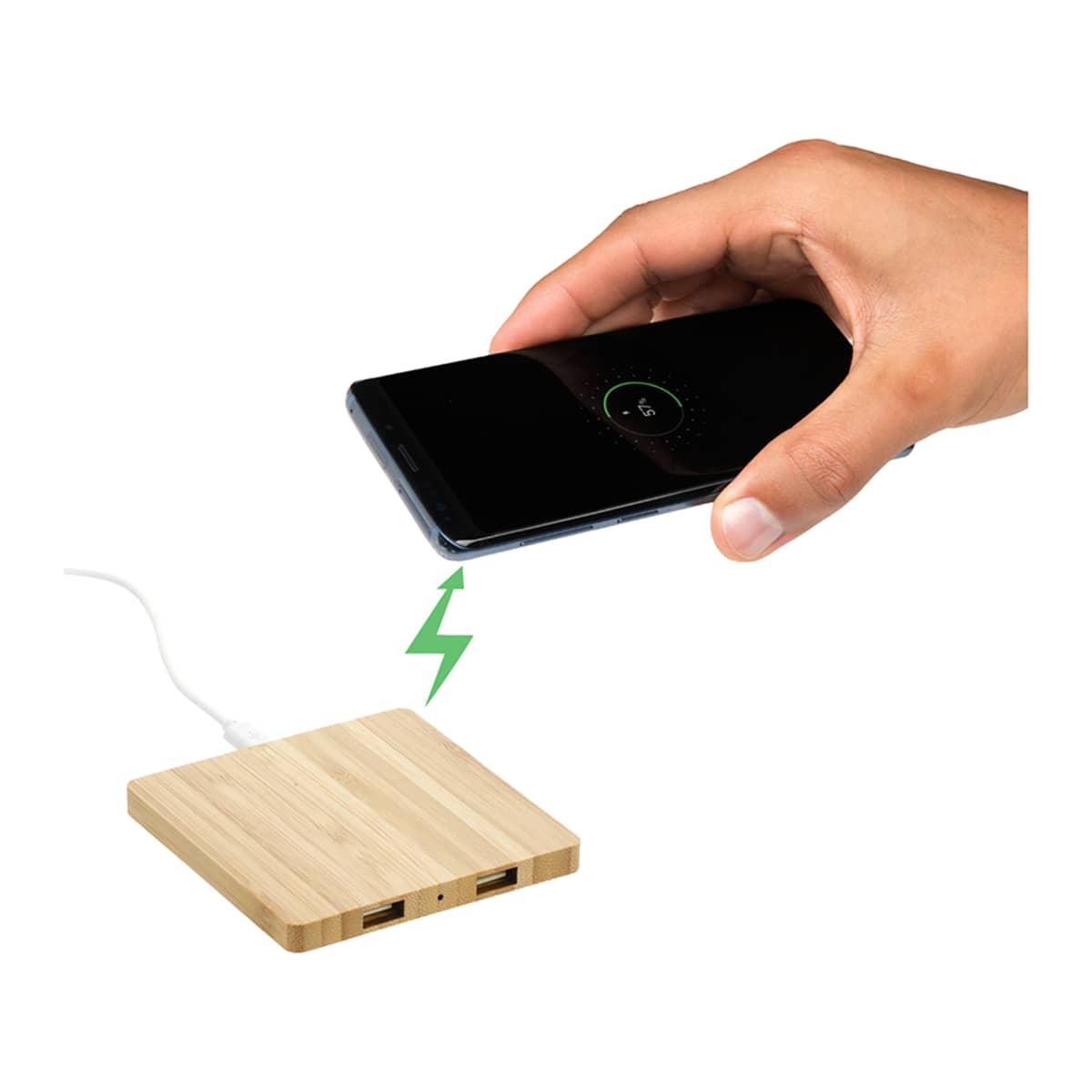 Bamboo Wireless Charging Pad w/ Dual Outputs