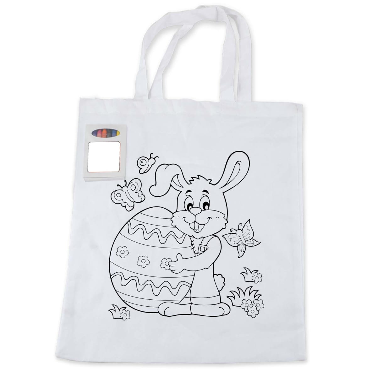 Colouring Short Handle Cotton Bag & Crayons