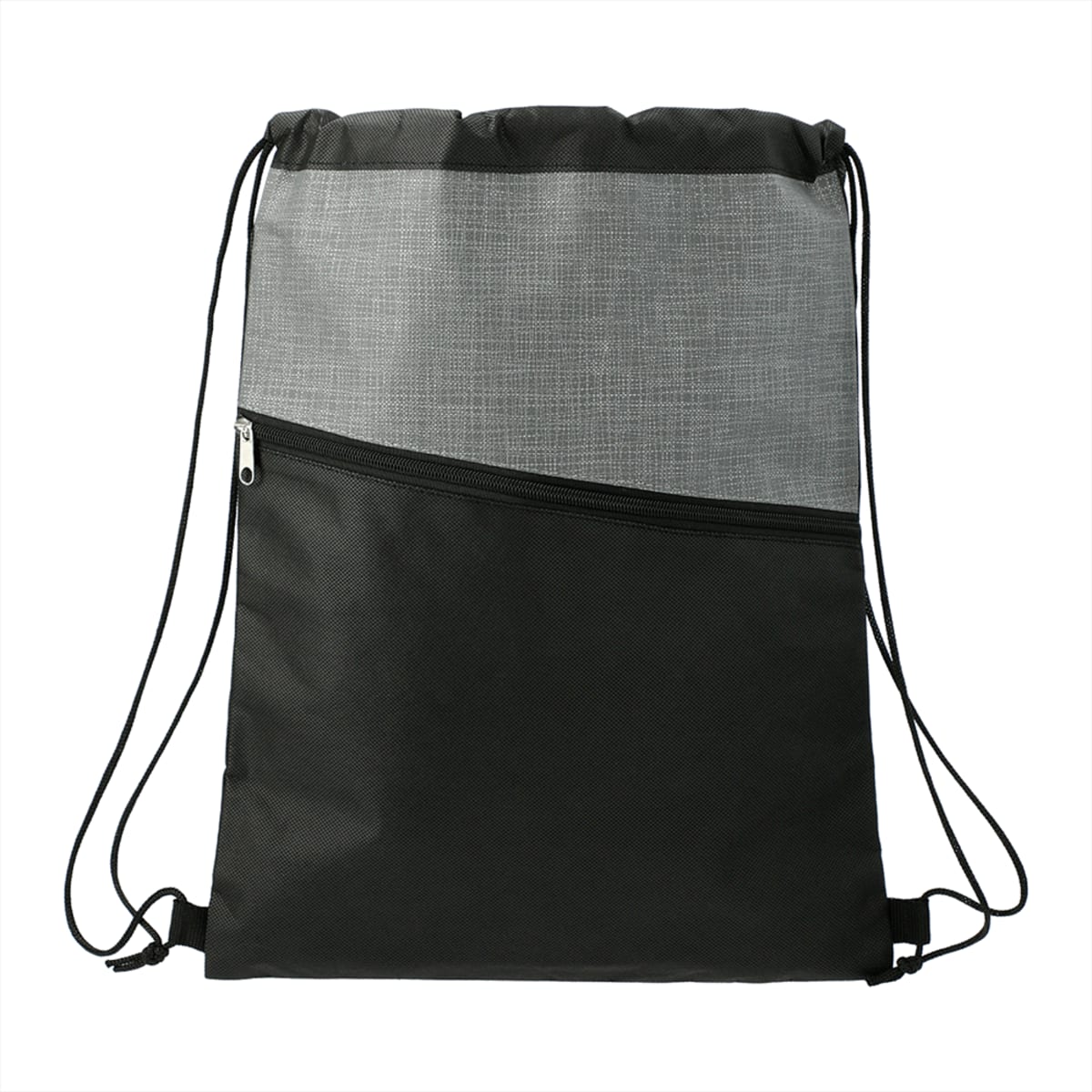 Cross Weave Zippered Drawstring Bag