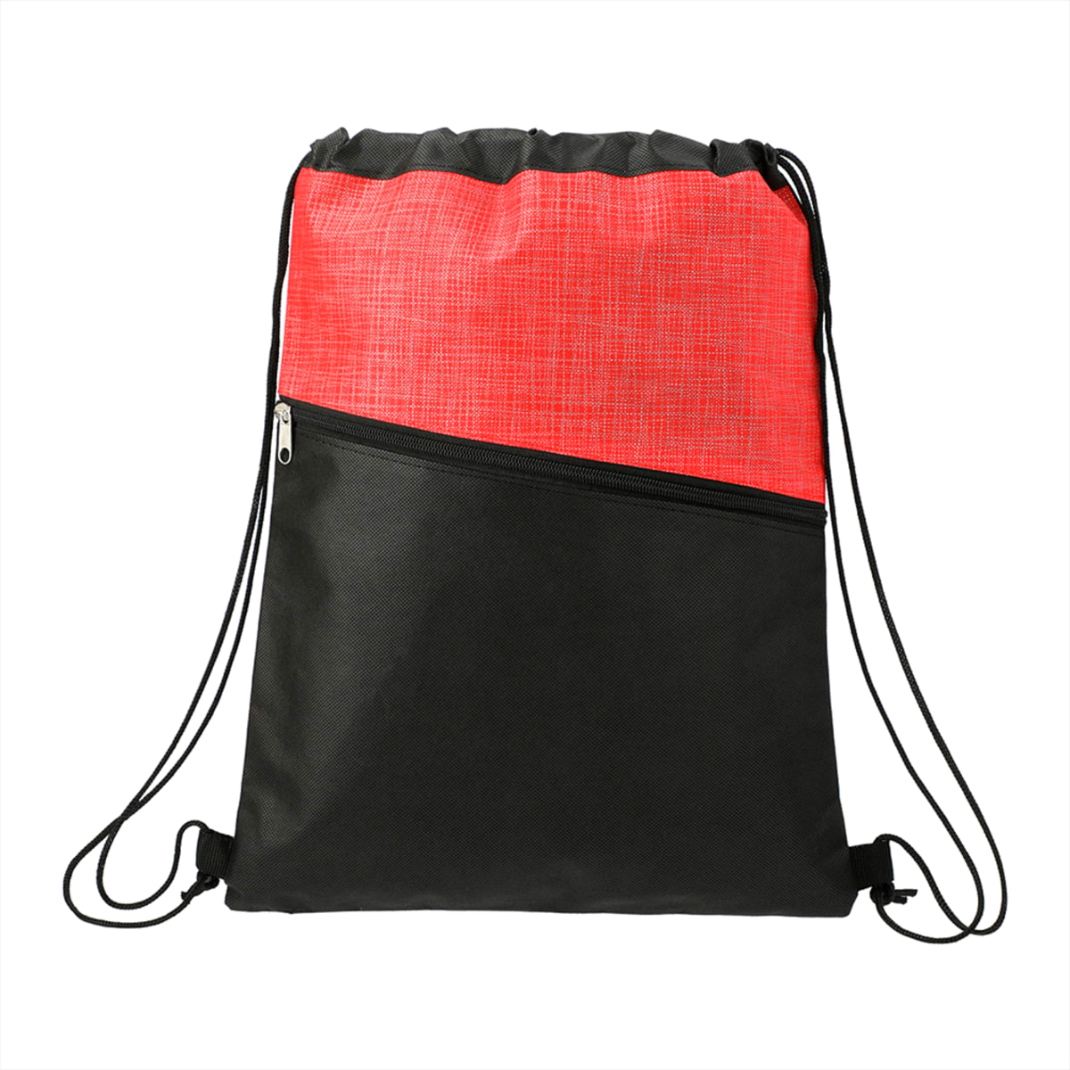 Cross Weave Zippered Drawstring Bag