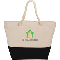 Zippered 12oz Cotton Canvas Rope Tote