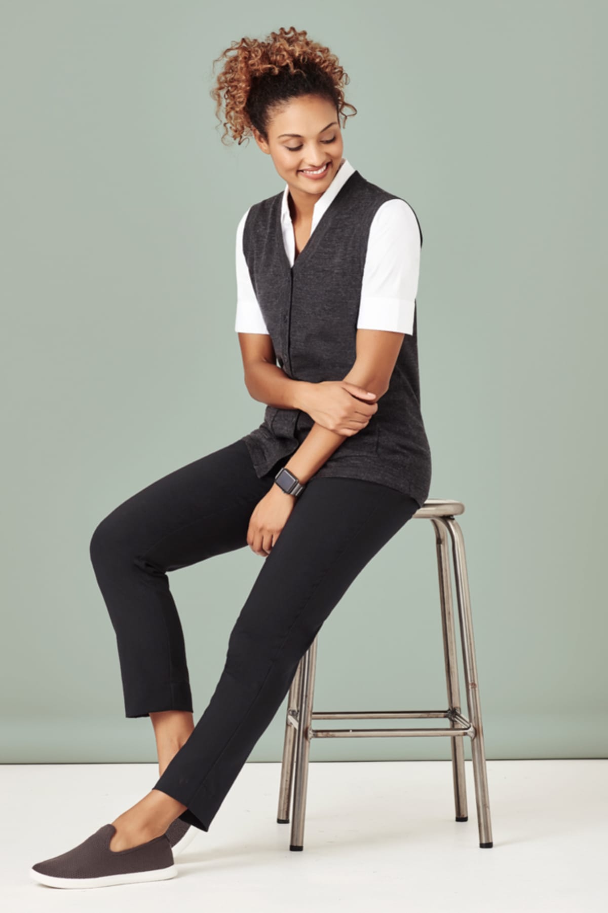 Womens Button Front Knit Vest