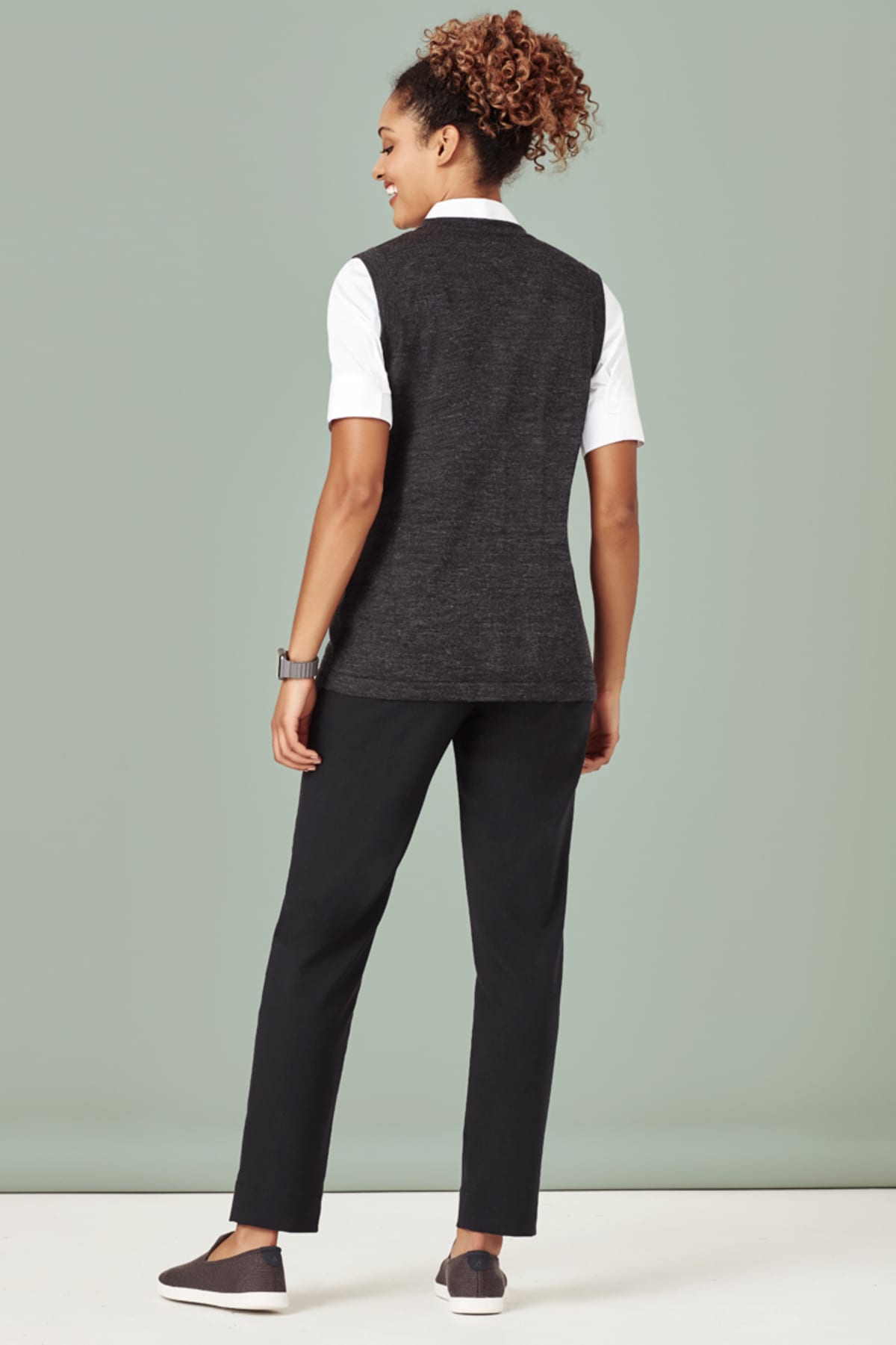 Womens Button Front Knit Vest