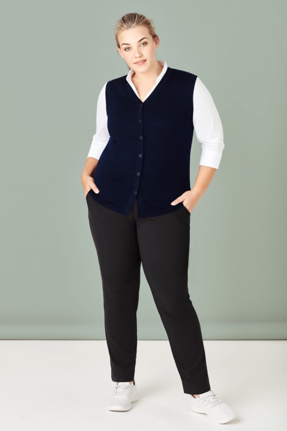 Womens Button Front Knit Vest