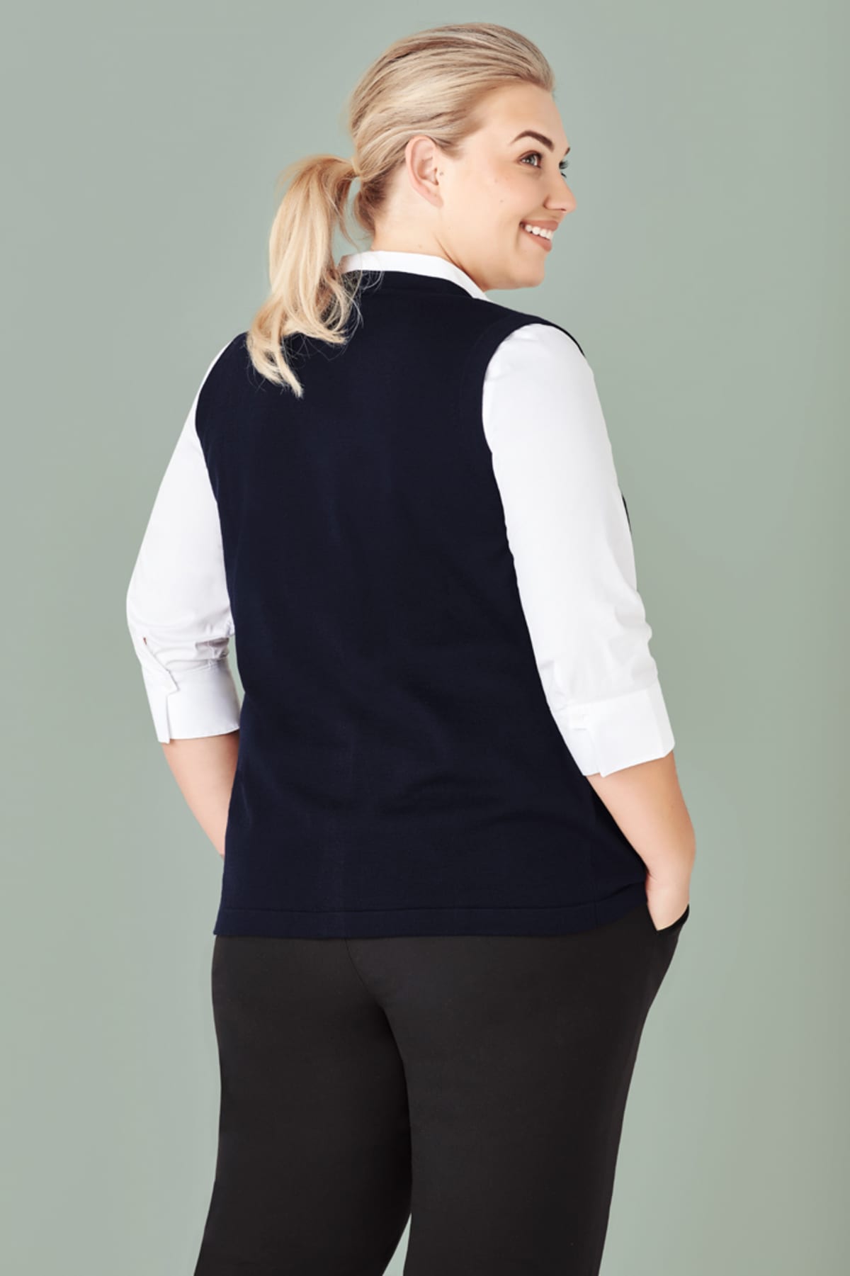 Womens Button Front Knit Vest
