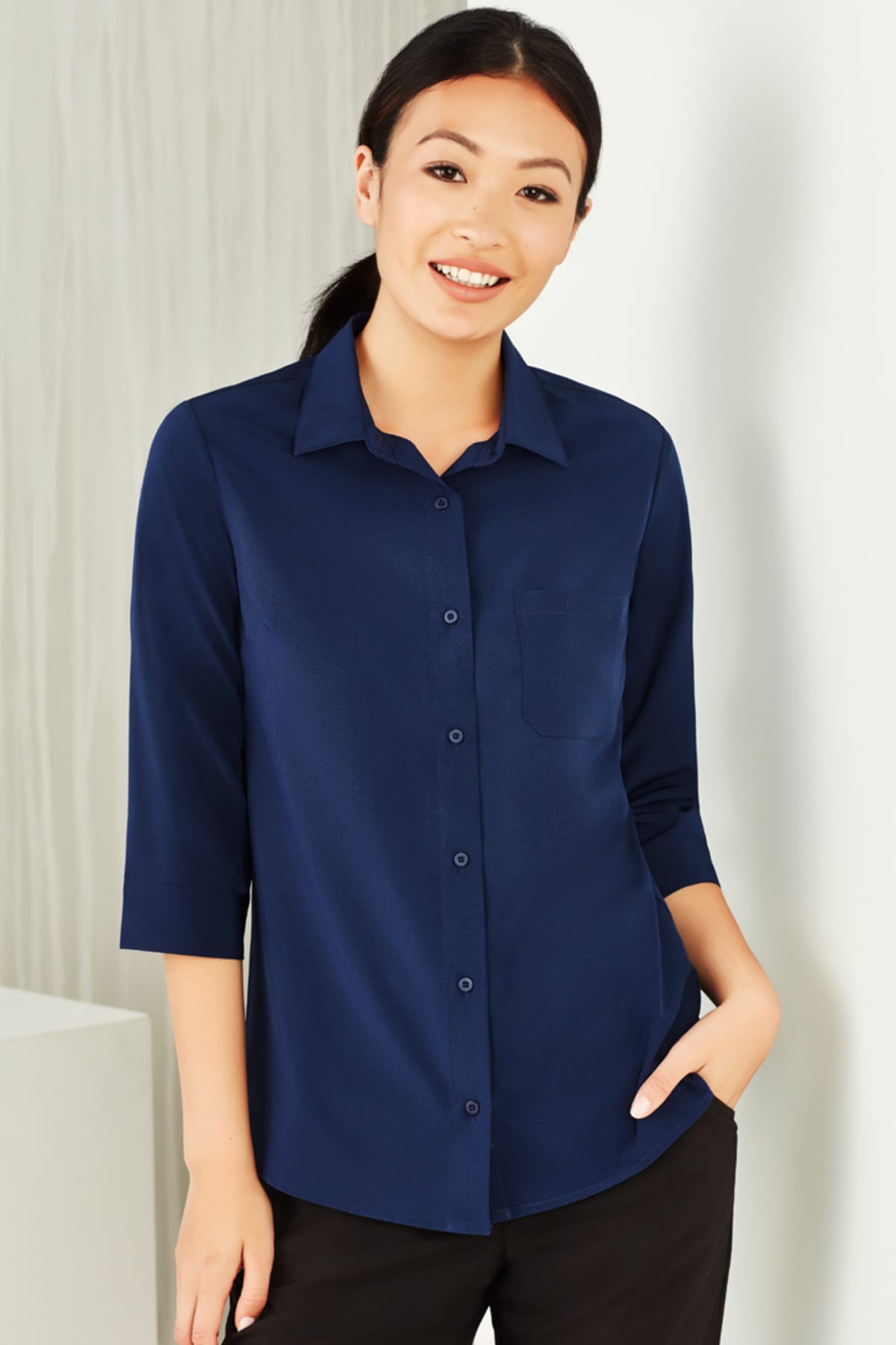 Womens Florence Plain 3/4 Sleeve Shirt