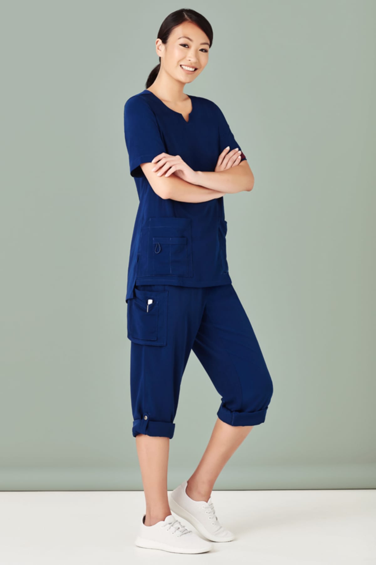 Womens Avery Round Neck Scrub Top