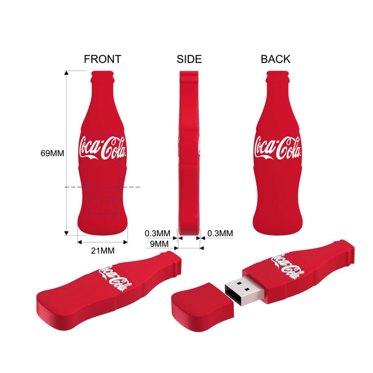 2D Custom USB Flash Drive - Factory Direct Indent Pricing