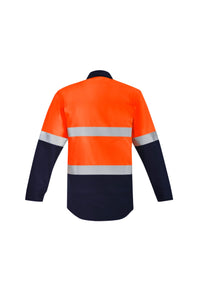 Mens Orange Flame Hi Vis Closed Front Shirt - Hoop Taped