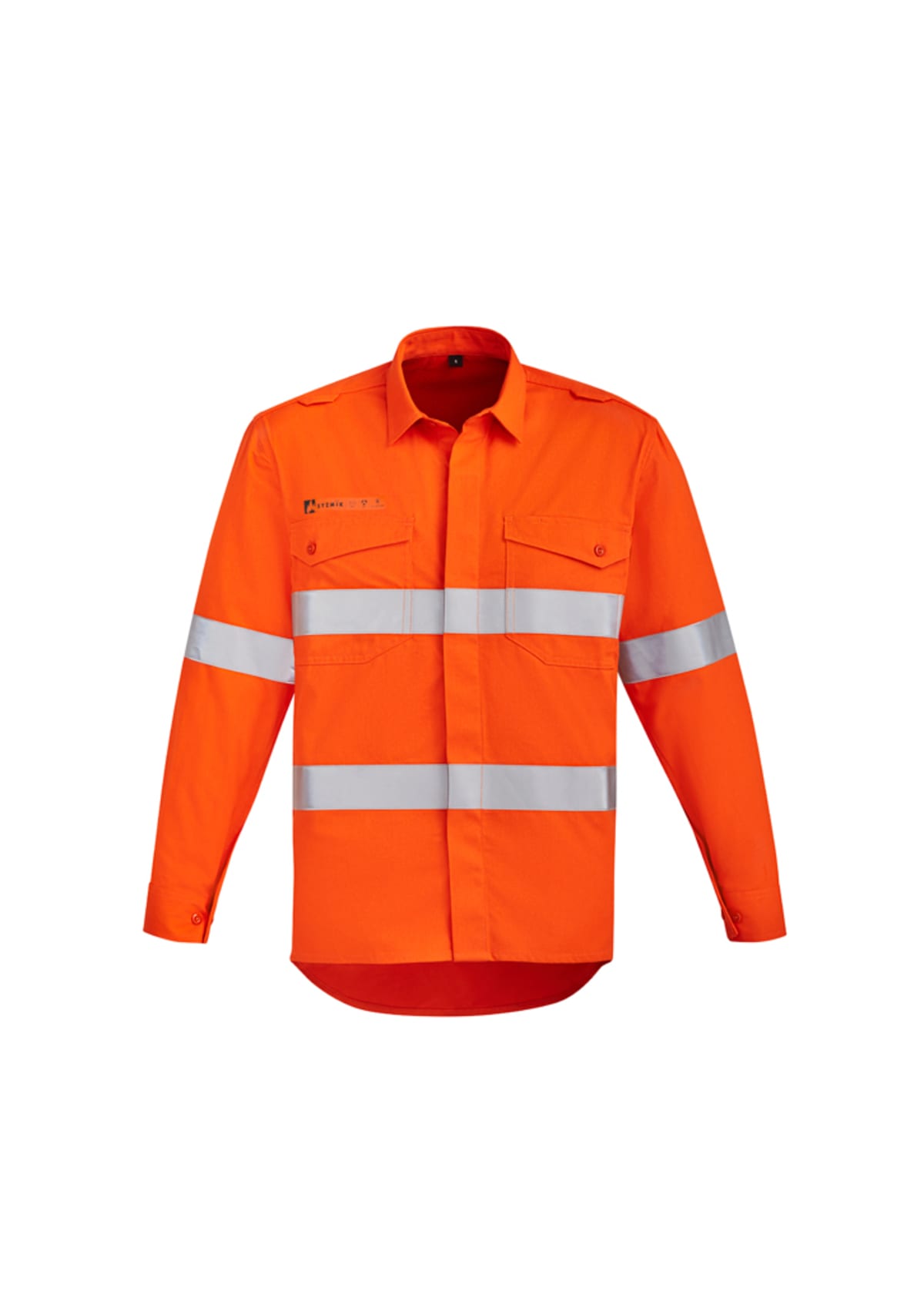 Mens Orange Flame Hi Vis Open Front Shirt - Hoop Taped