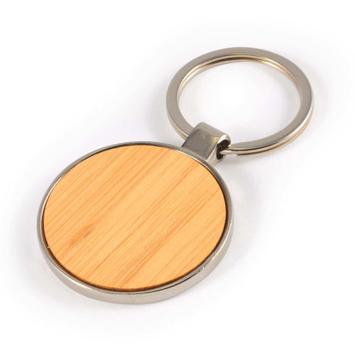 Circle Bamboo Zinc Keytag