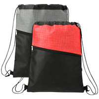 Cross Weave Zippered Drawstring Bag